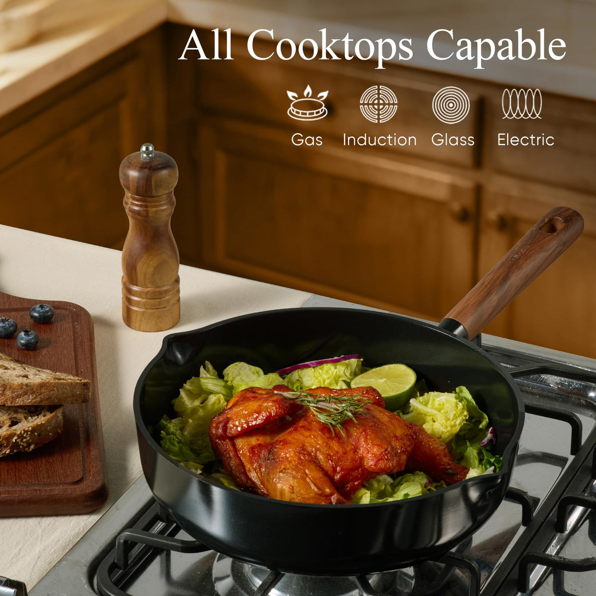 CAROTE 21pcs Ceramic Cookware Set, Pots and Pans Set