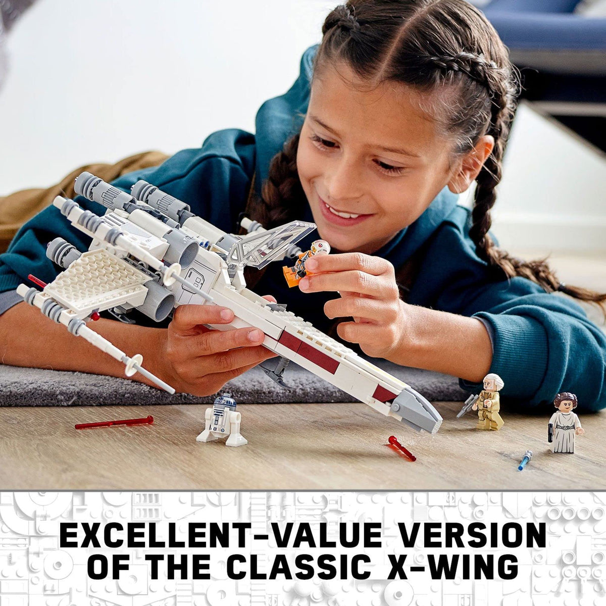 LEGO Star Wars Luke Skywalker's X-Wing Fighter 75301 Building Toy Set - Princess Leia Minifigure, R2-D2 Droid Figure, Jedi Spaceship from the Classic Trilogy Movies, Great Gift for Kids, Boys, Girls