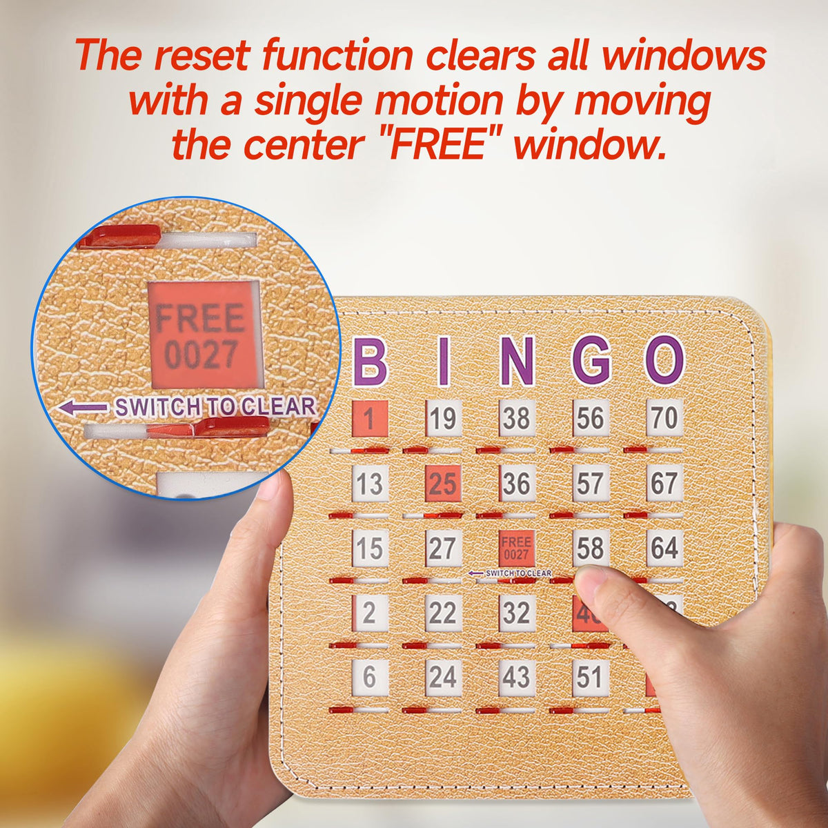 GSE Bingo Game Cards, 25-Pack Reusable Shutter Bingo Cards