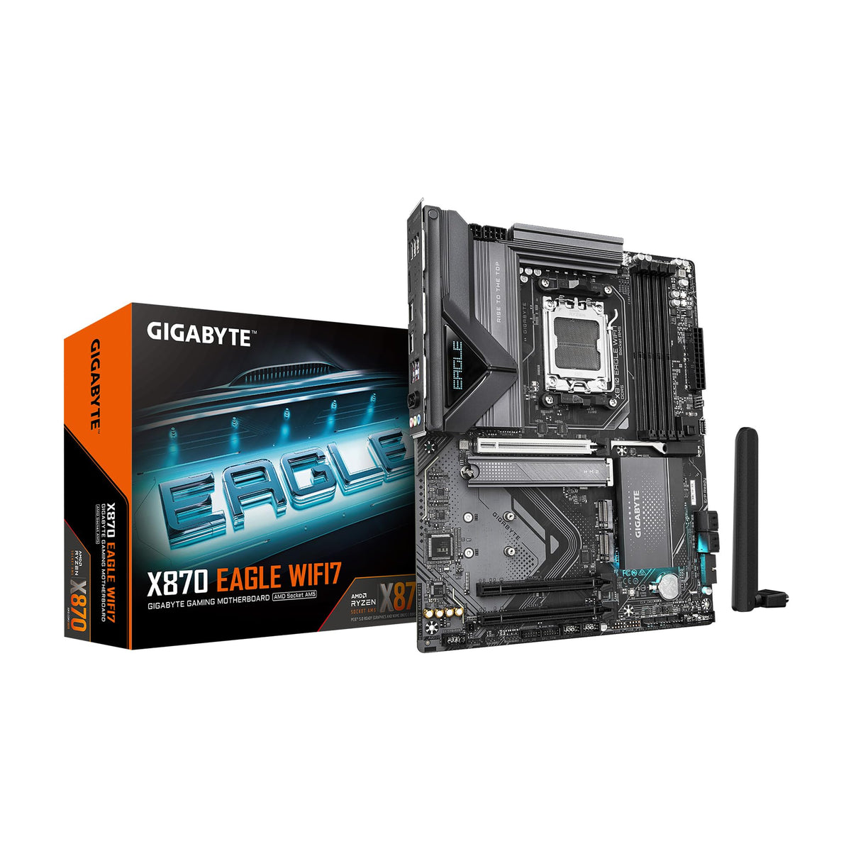 GIGABYTE X870 Eagle WIFI7 AMD AM5 LGA 1718 Motherboard, ATX, DDR5, 4X M.2, PCIe 5.0, USB4, WIFI7, 2.5GbE LAN, EZ-Latch, 5-Year Warranty