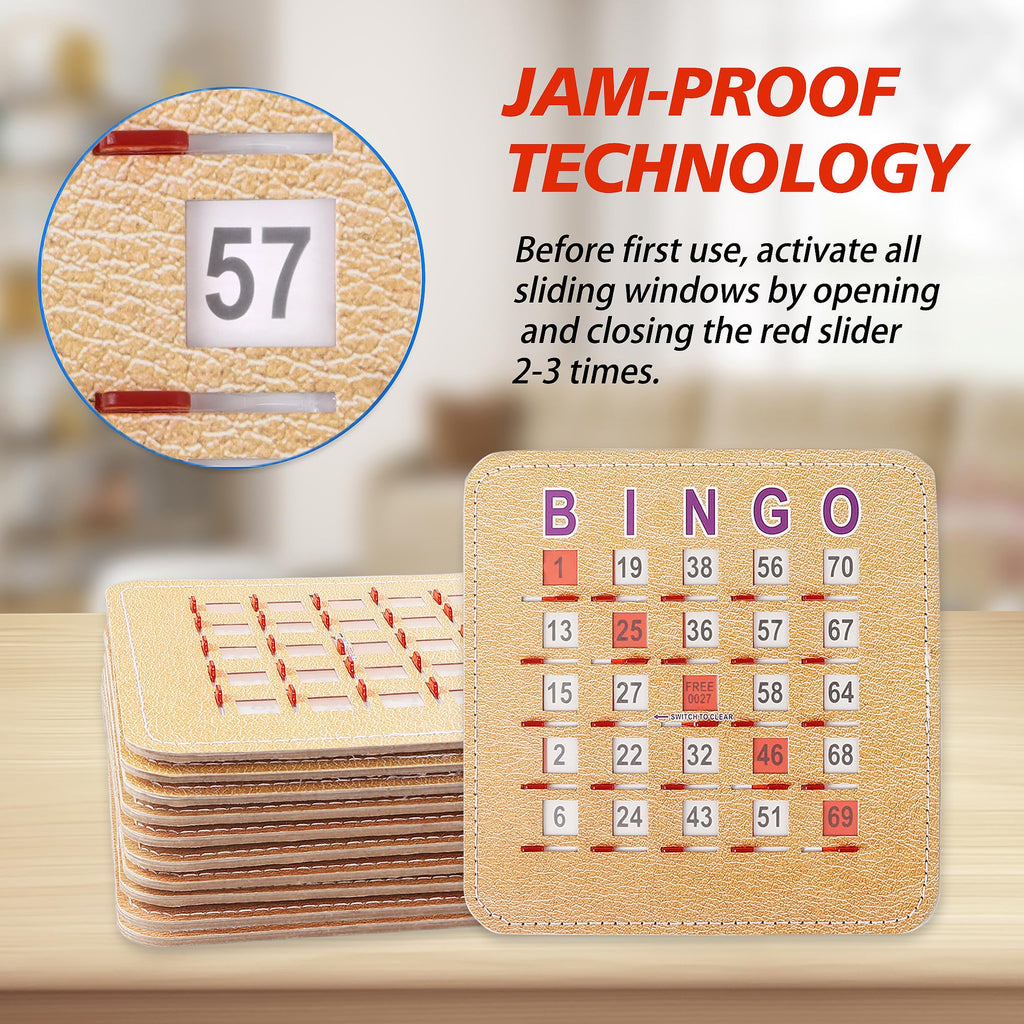 GSE Stitched Bingo Game Cards with Sliding Windows, Reusable Shutter Cards