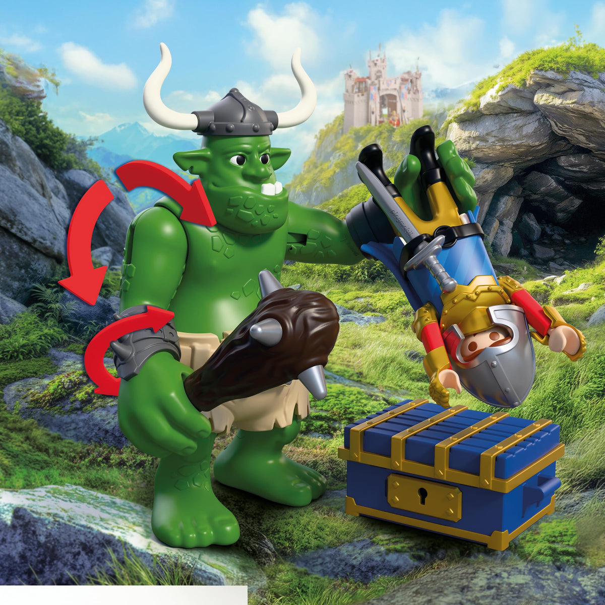 Playmobil | Knights | Troll with Lion Knight Treasure | Troll Figure with Movable Club and Treasure Chest | Knights Toy for Children Aged 4+ | 72116