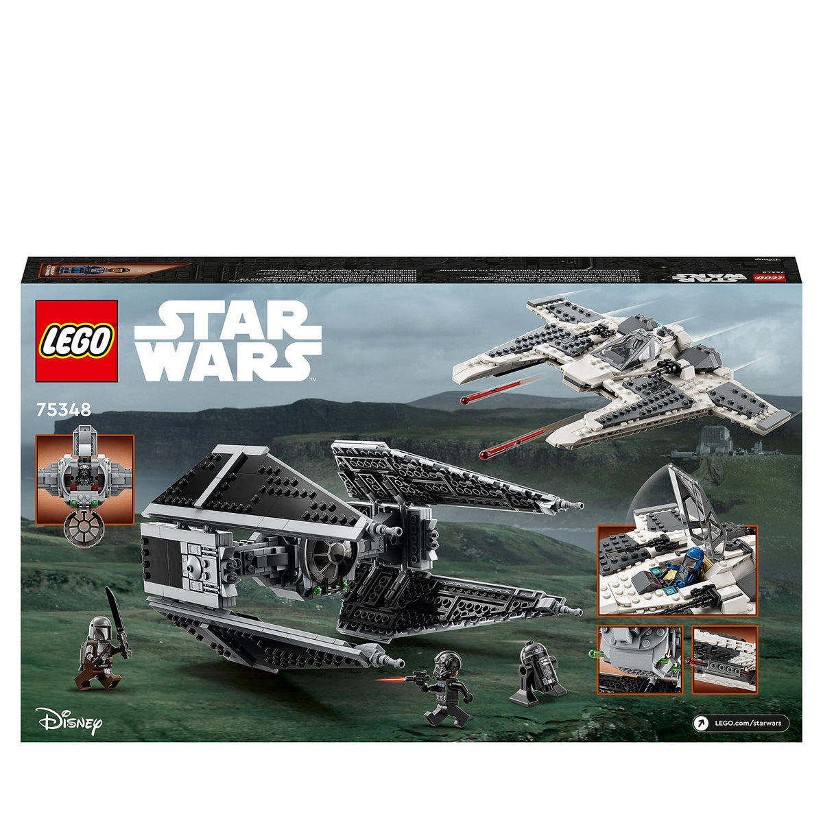 LEGO Star Wars Mandalorian Fang Fighter vs TIE Interceptor Building Set with Two Starfighters Construction Toy for Kids with 3 Minifigures, and Droid Figure, Collectible Gift Idea, from 9 Years 75348