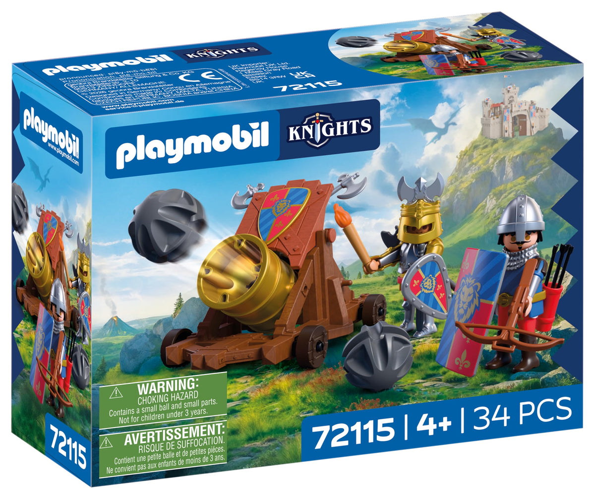 Playmobil | Knights | Lion Knights with Battle Cannon | Cannon with 2 Knights and Firing Function | Knights Toy for Children Aged 4+ | 72115