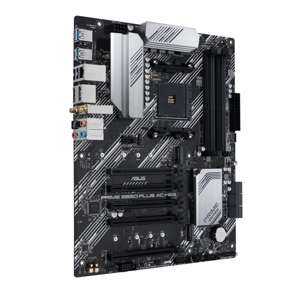 ASUS Prime B550-PLUS AC-HES AMD AM4 (3rd Gen Ryzen) ATX Motherboard (Dual M.2, PCIe4.0, WIFI5, 1Gb Ethernet, SATA 6 Gbps, USB 3.2 Gen 2 Type-C, Front USB 3.2 Gen 1 Type-C and CEC Tier II Ready)