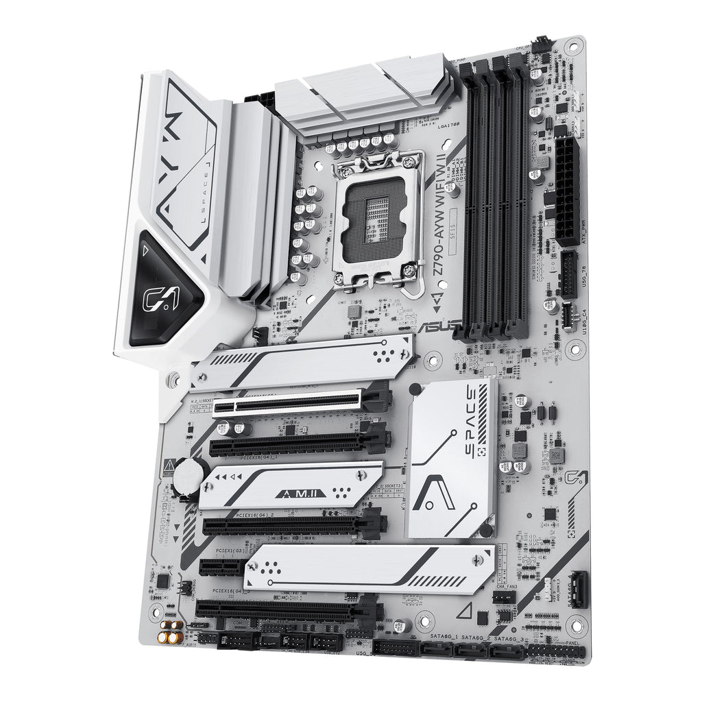 ASUS Z790-AYW WiFi W II Intel Z790 (LGA 1700) ATX Motherboard with PCIe® 5.0, 3X M.2, 12+1 DrMOS, DDR5, WiFi 6, 2.5Gb LAN, HDMI, USB 10Gbps Type-C®, USB 10Gbps Type-C®, Thunderbolt™, USB4®, Aura Sync