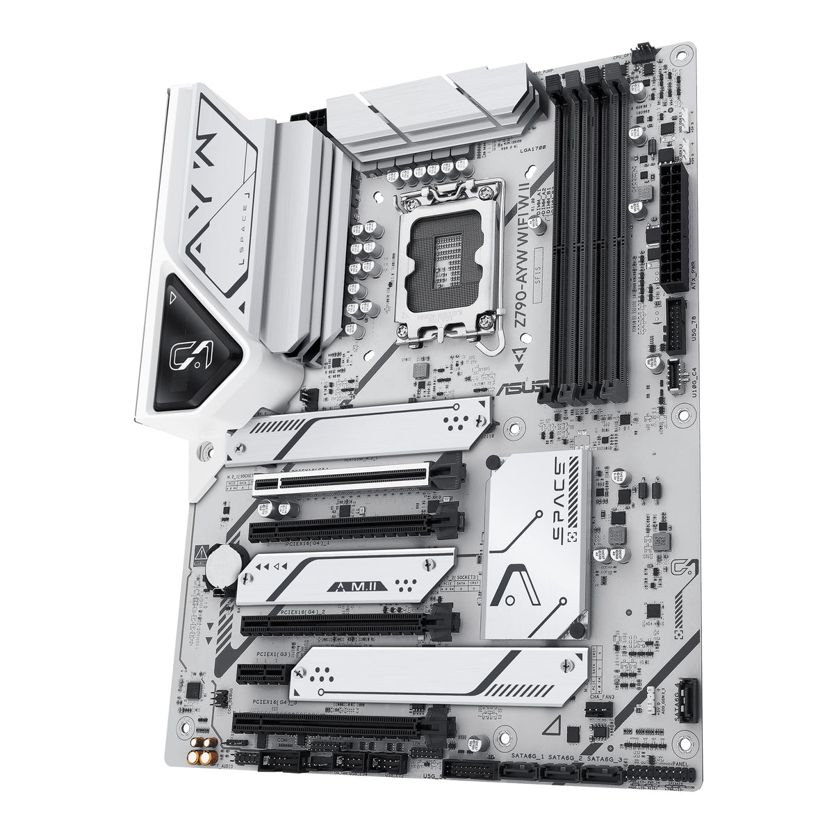 ASUS Z790-AYW WiFi W II Intel Z790 (LGA 1700) ATX Motherboard with PCIe® 5.0, 3X M.2, 12+1 DrMOS, DDR5, WiFi 6, 2.5Gb LAN, HDMI, USB 10Gbps Type-C®, USB 10Gbps Type-C®, Thunderbolt™, USB4®, Aura Sync