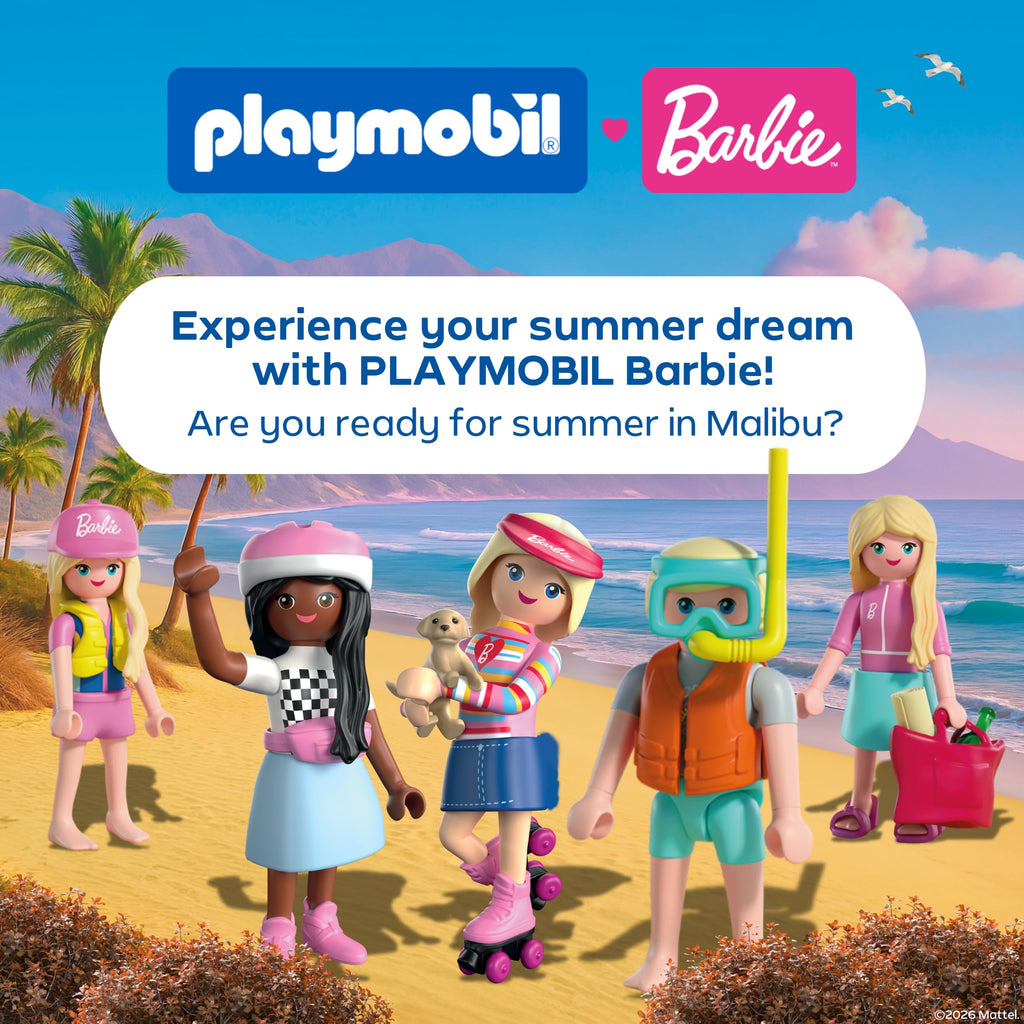 Playmobil | Barbie x Barbie Beach Dress Up | Changing Room & Shower with Barbie, Teresa & Renee | Encourages Role Play & Creativity | for Children Aged 4+ | 72124