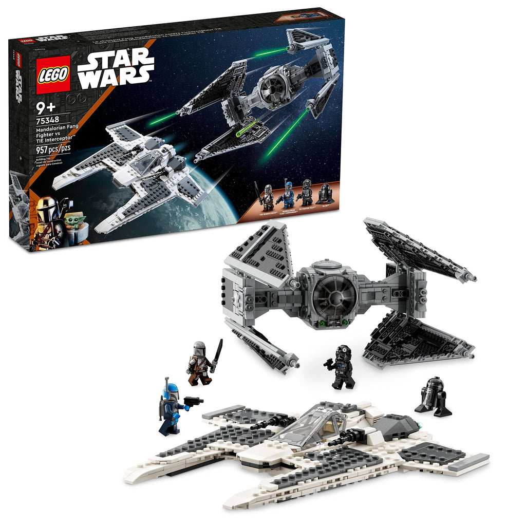LEGO Star Wars Mandalorian Fang Fighter vs. TIE Interceptor 75348 Building Toy Set, Perfect Star Wars Gift for Fans Aged 9 and Up; with 3 Characters Including The Mandalorian