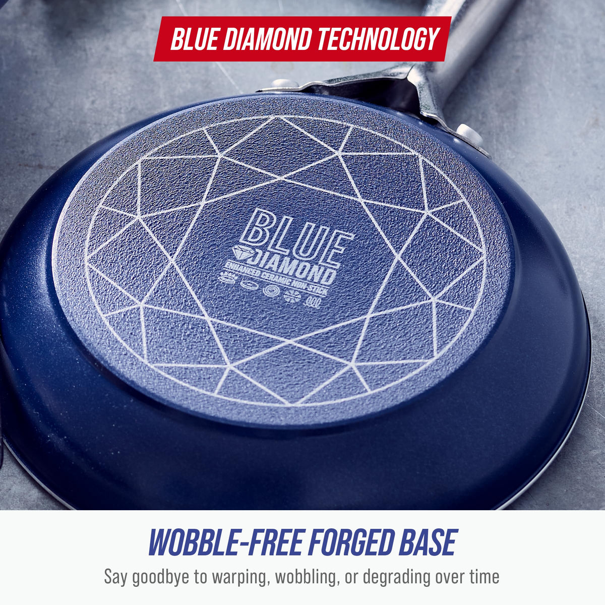 Blue Diamond 14 Piece Cookware Set, Diamond Infused PFAS & PFOA-Free Ceramic Nonstick Pots and Pans, Durable, Non Toxic, Metal Utensil Safe & Scratch Resistant, Dishwasher & Oven Safe, Blue