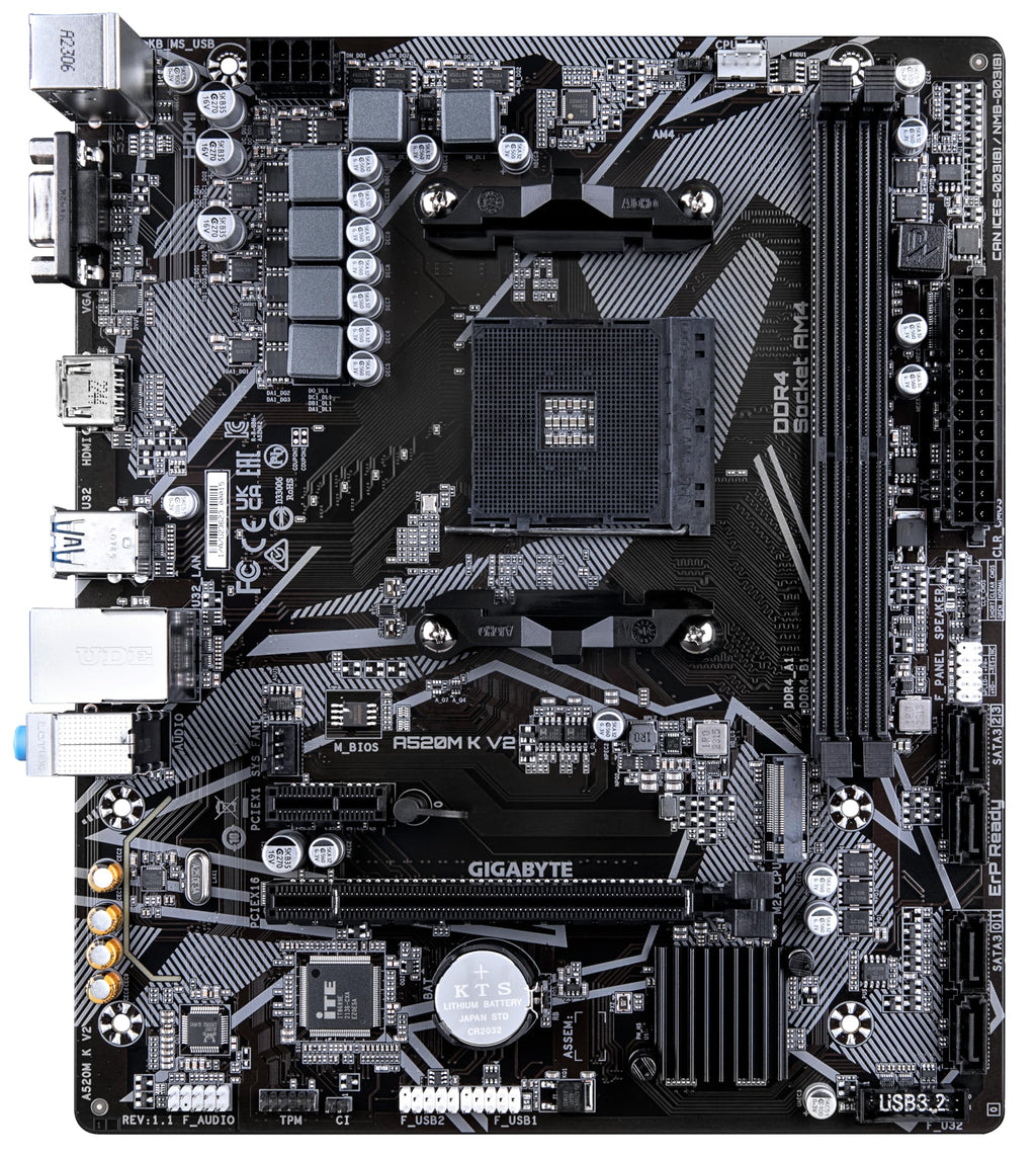 Gigabyte A520M K V2 Motherboard (AM4/2xDDR4/HDMI/D-Sub/M.2/USB 3.2)