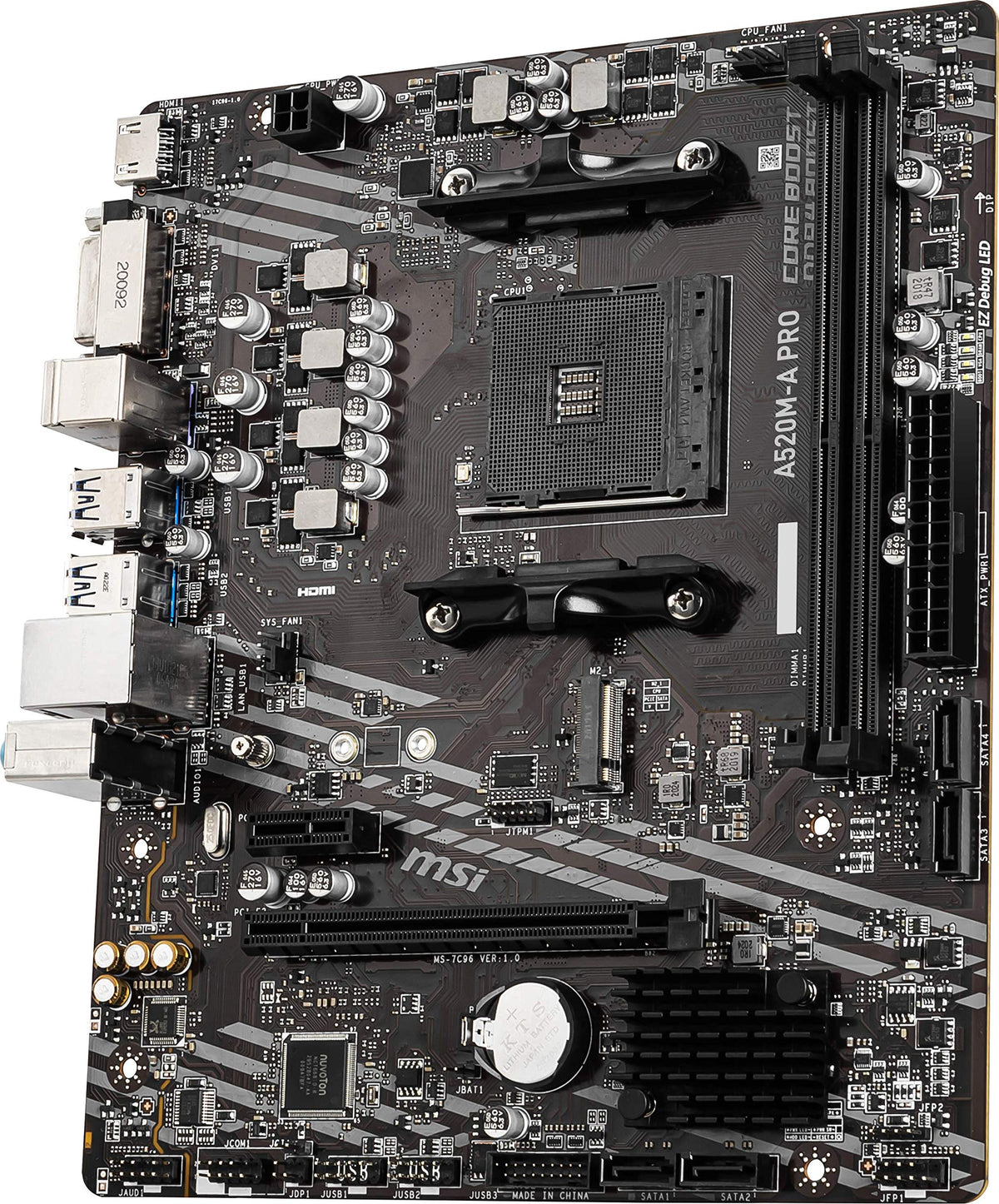 MSI A520M-A PRO Gaming Motherboard (AMD Ryzen 5000, AM4, DDR4, PCIe 3.0, SATA 6Gb/s, M.2, USB 3.2 Gen 1, DVI/HDMI, Micro-ATX)