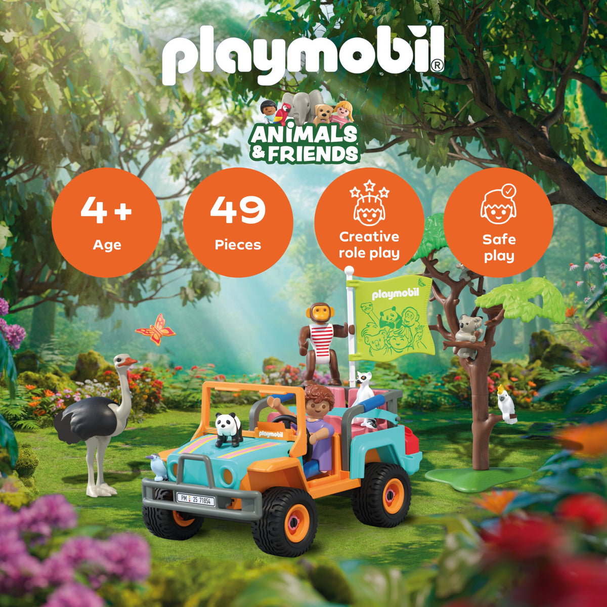 Playmobil | Animals & Friends | Colorful Off-Road Vehicle | Toy from 4 Years | Gift for Children | Encourages Creativity & Thirst for Adventure | with Figures, Vehicle & Accessories | 71854