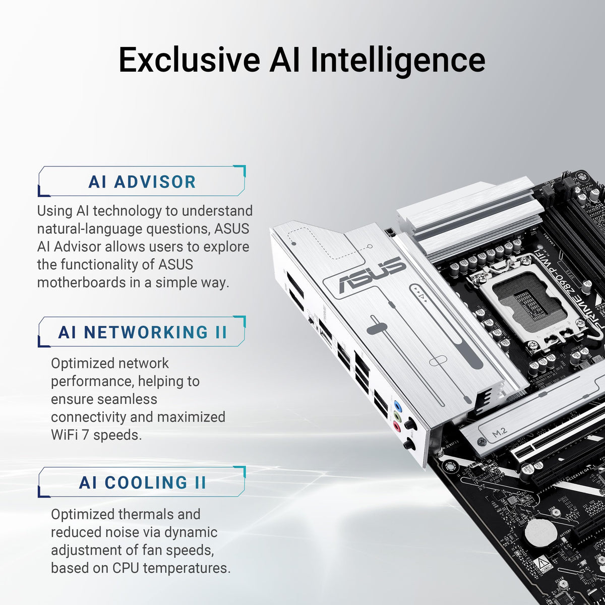 ASUS PRIME Z890-P WIFI Z890 LGA 1851 ATX motherboard, Intel® Core™ Ultra Series 2 Ready, Advanced AI PC-ready, 14+1+1+2 power stage, DDR5, PCIe® 5.0, Thunderbolt™ 4 USB Type-C®, 4x M.2, Wi-Fi 7, 2.5Gb